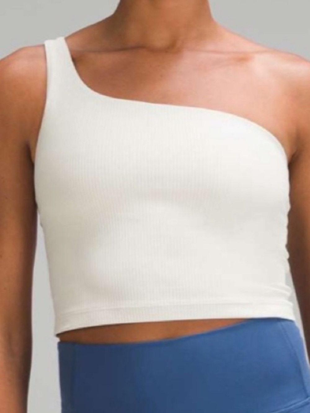 lululemon One-Shoulder Ribbed nulu asymmetrical Crop yoga Tank in White, 2